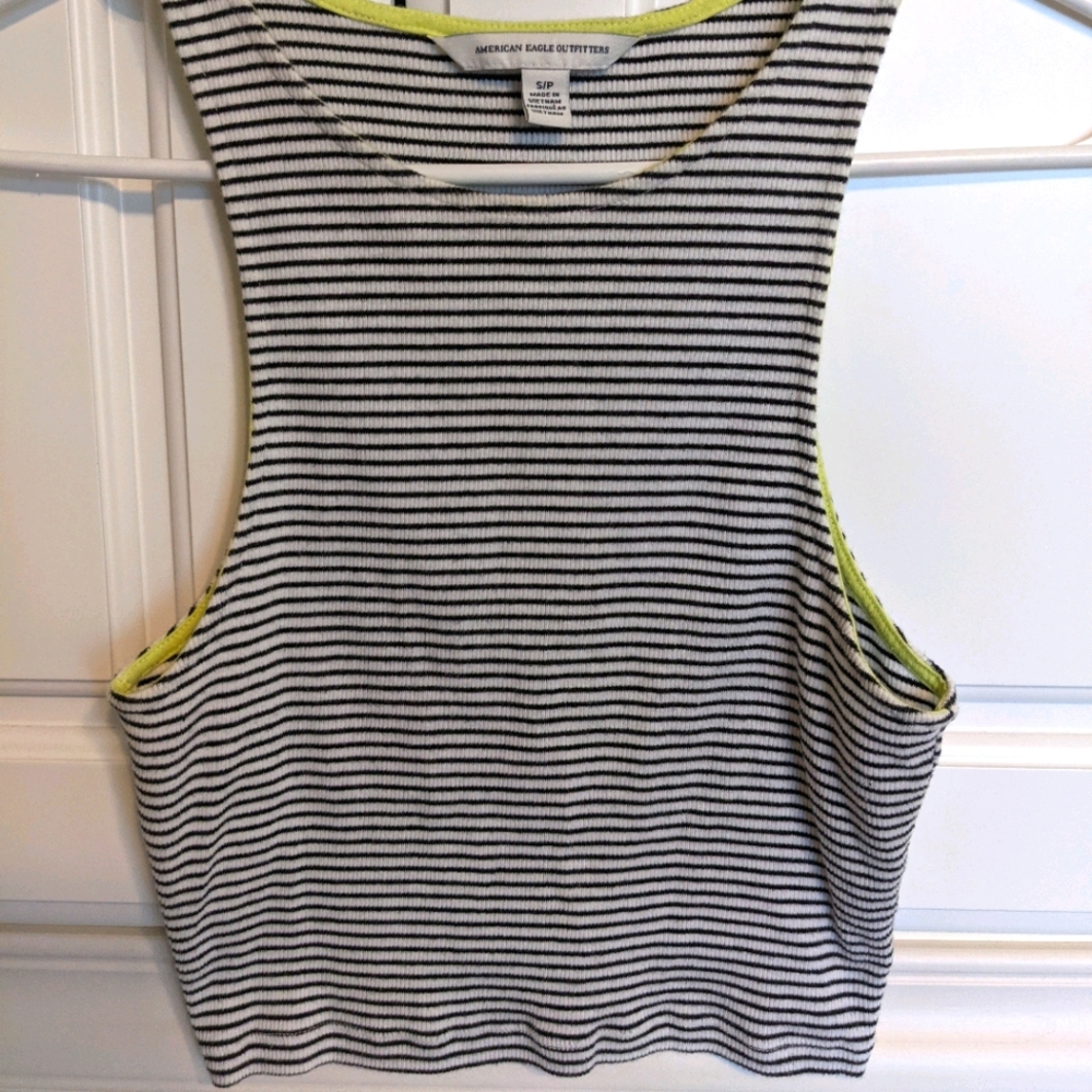 Striped Cropped Racerback Tank Top